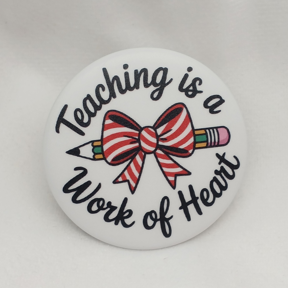 Striped Red and White Kids Button Badge